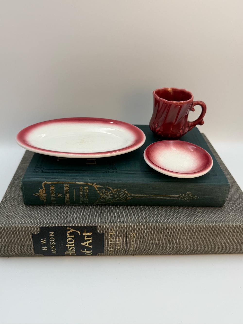 3 Vintage Restaurant Ware Style Lot. Maroon Cranberry Color